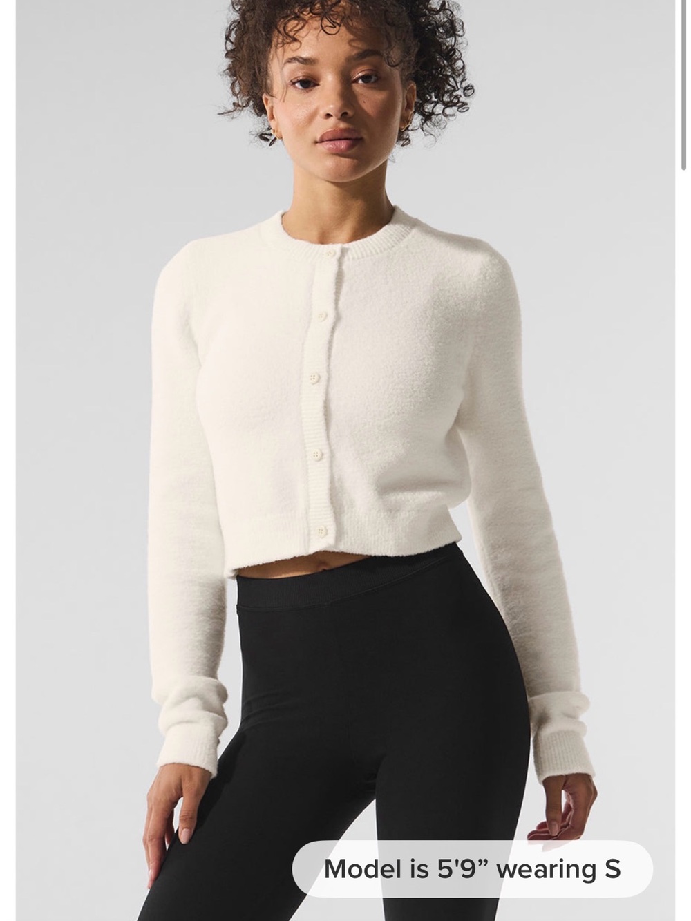 ALO Yoga Cropped Button-Front Cardigan - off white
